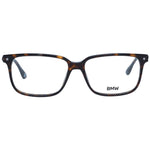 BMW Brown Men Glasses Frame, full-rim, plastic material, rectangle style, size 56-15-145, with demo lenses, branded case included.