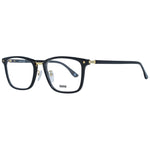 BMW Black Men Glasses Frame, black plastic full-rim rectangle design with branded demo lenses, size 55-19-145, includes branded case.