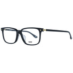 BMW Black Men Glasses Frame in full-rim black plastic with rectangle style and branded case.