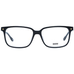 BMW Black Men Glasses Frame, full-rim rectangle style with black plastic frame, demo lenses, size 56-15-145, includes branded case.