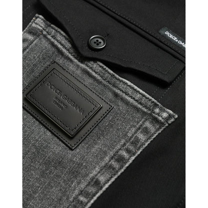 Dolce & Gabbana Black Gray Slim Cotton Denim Jeans Pants