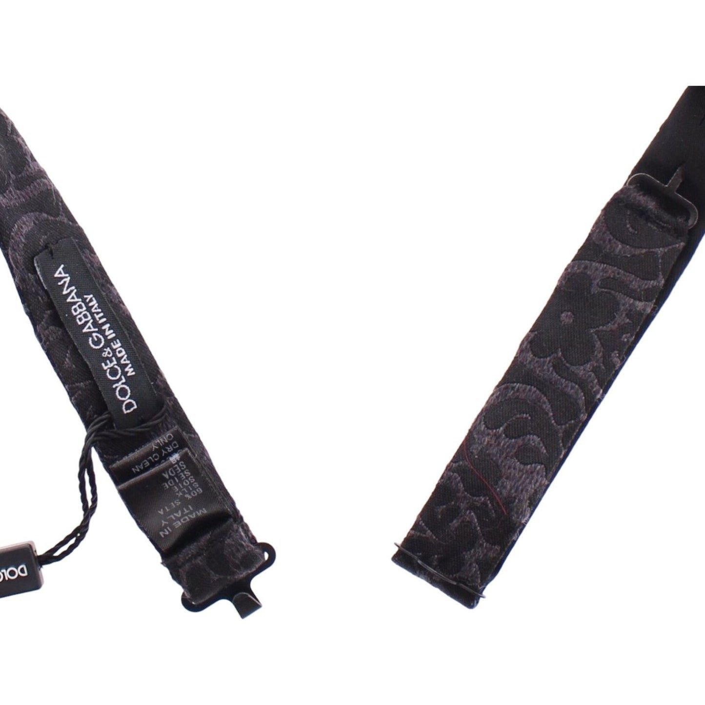 Dolce & Gabbana Gray Black Wool Silk Bow Tie Bow Tie