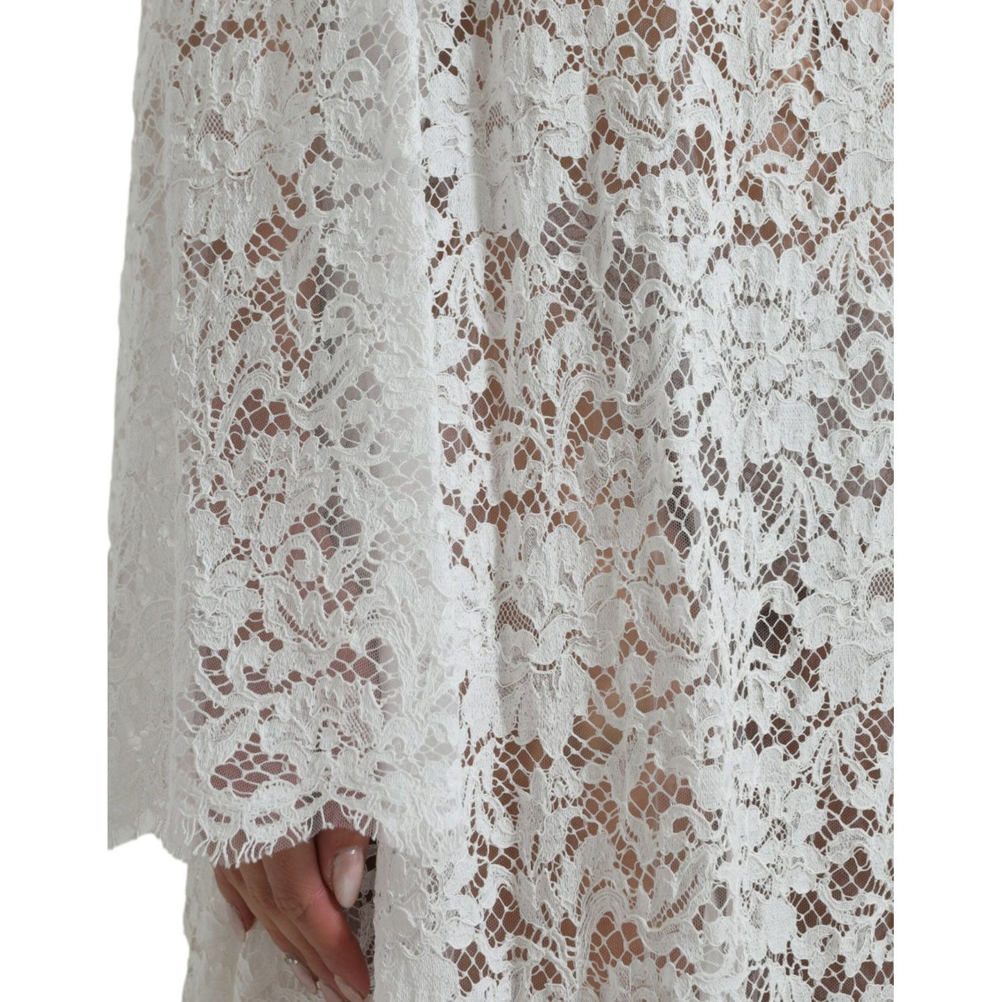 Dolce & Gabbana White Lace Crystal Embellished Shift Dress