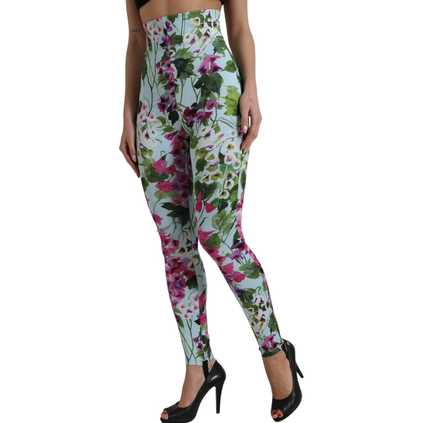 Dolce & Gabbana Multicolor Floral High Waist Leggings Pants