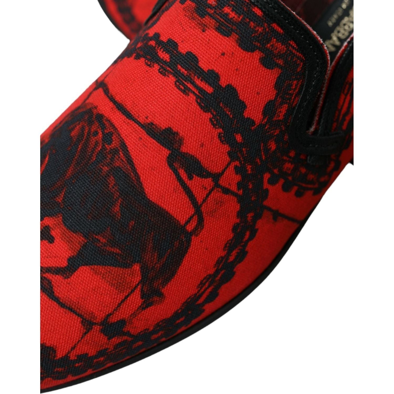 Dolce & Gabbana Red Black Torero Loafers Slippers Men Shoes