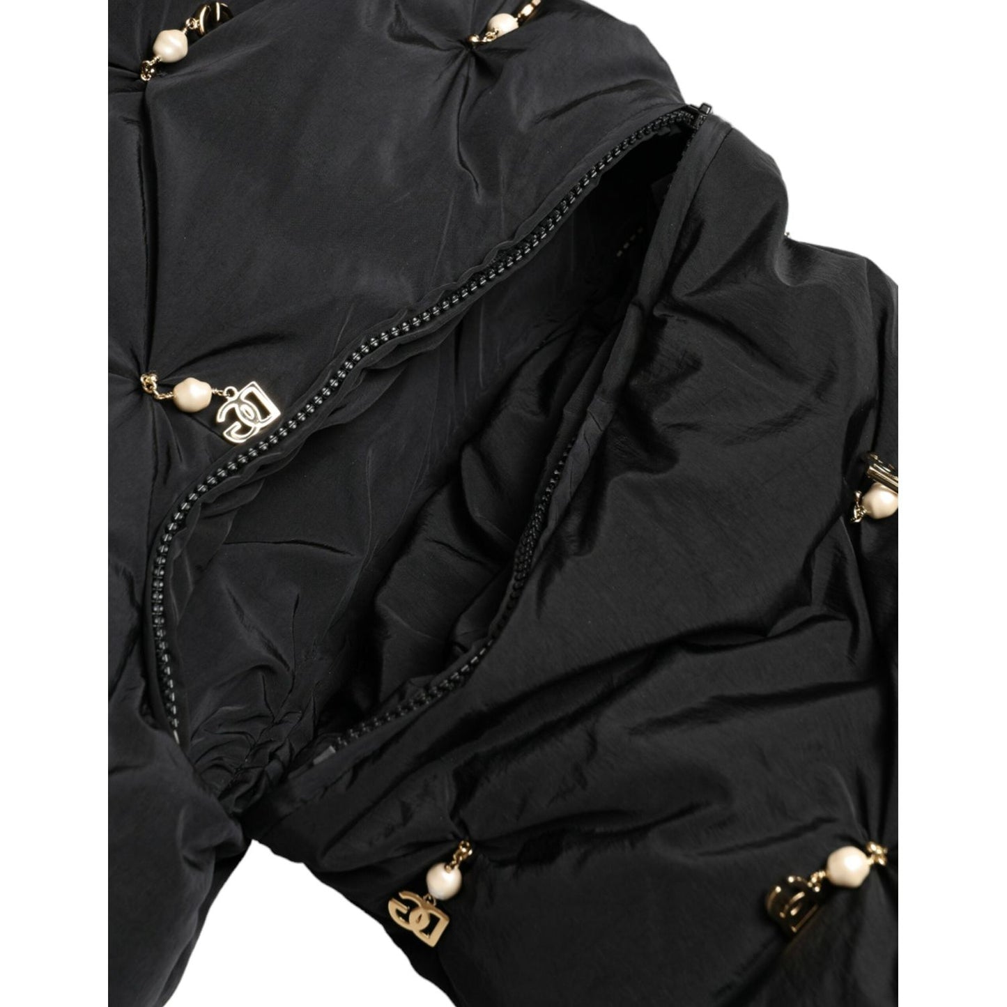Dolce & Gabbana Black Embellished Quilted Shell Bomber Jacket