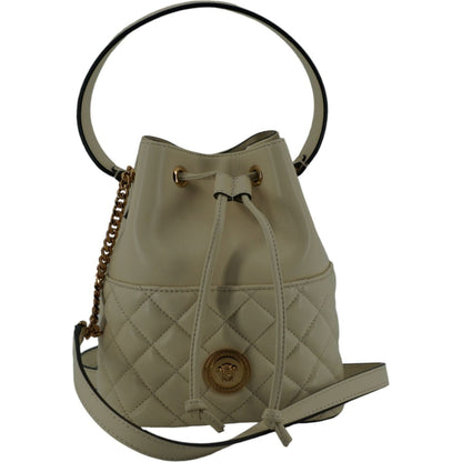Versace White Lamb Leather Small Bucket Shoulder Bag