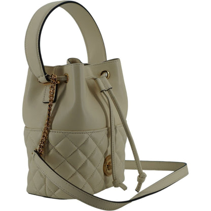 Versace White Lamb Leather Small Bucket Shoulder Bag