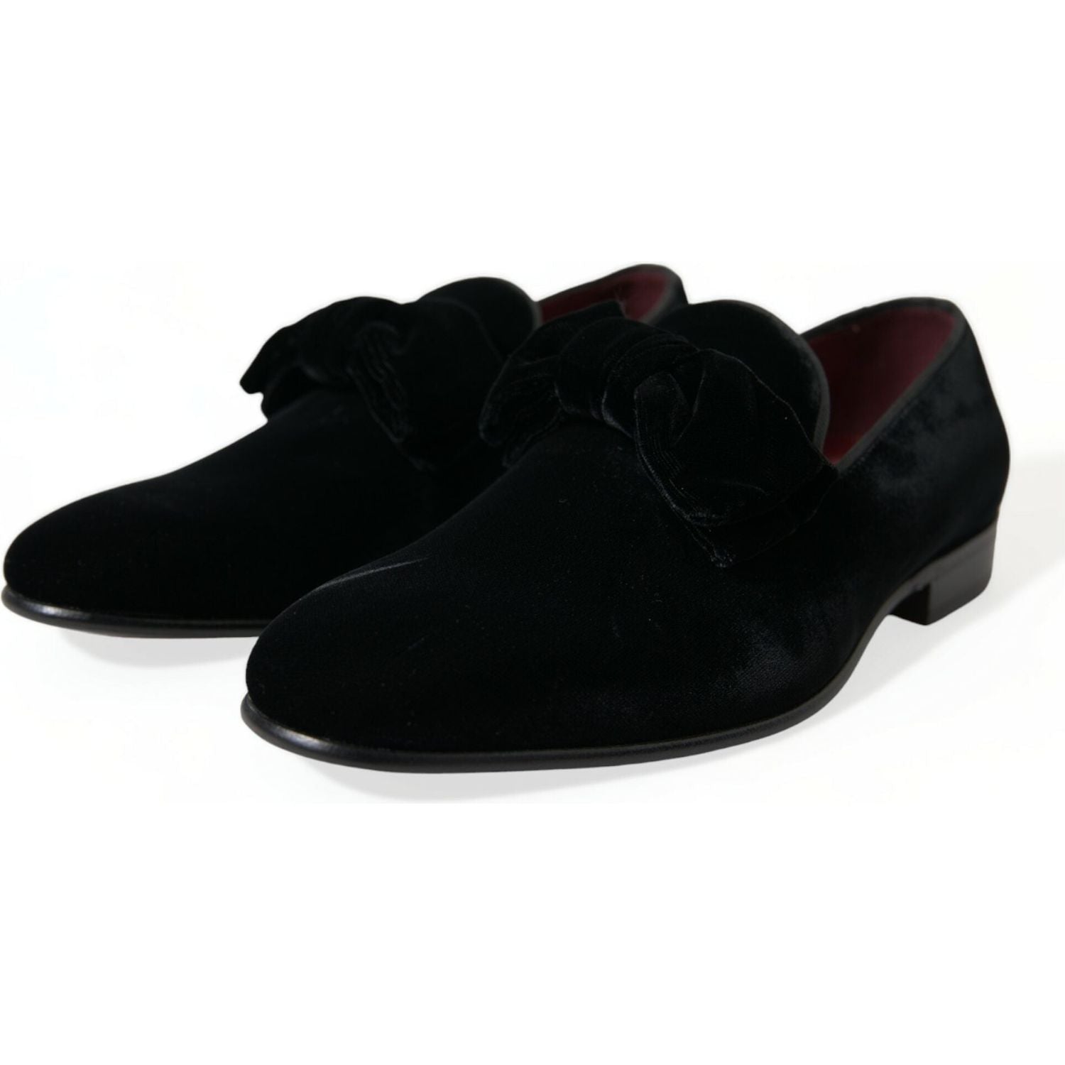 Dolce & Gabbana Black Velvet Loafers Formal Dress Shoes
