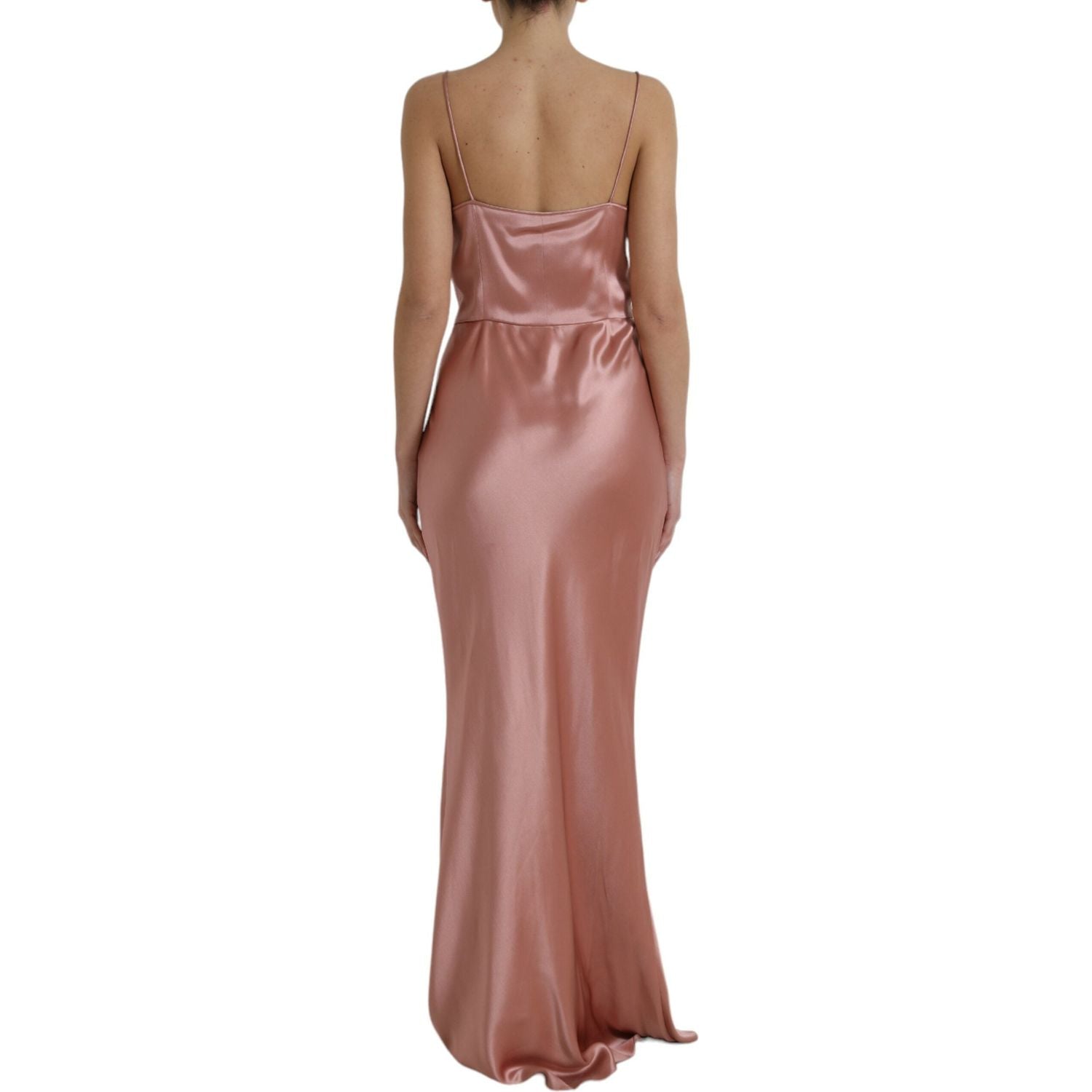 Dolce & Gabbana Pink Silk Spaghetti Straps Long Gown Dress