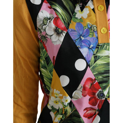 Dolce & Gabbana Multicolor Patchwork Cashmere Henley Sweater