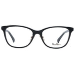 Max Mara Black Women Glasses Frame, full-rim rectangle style, black plastic material, size 55-17-145, includes branded case.