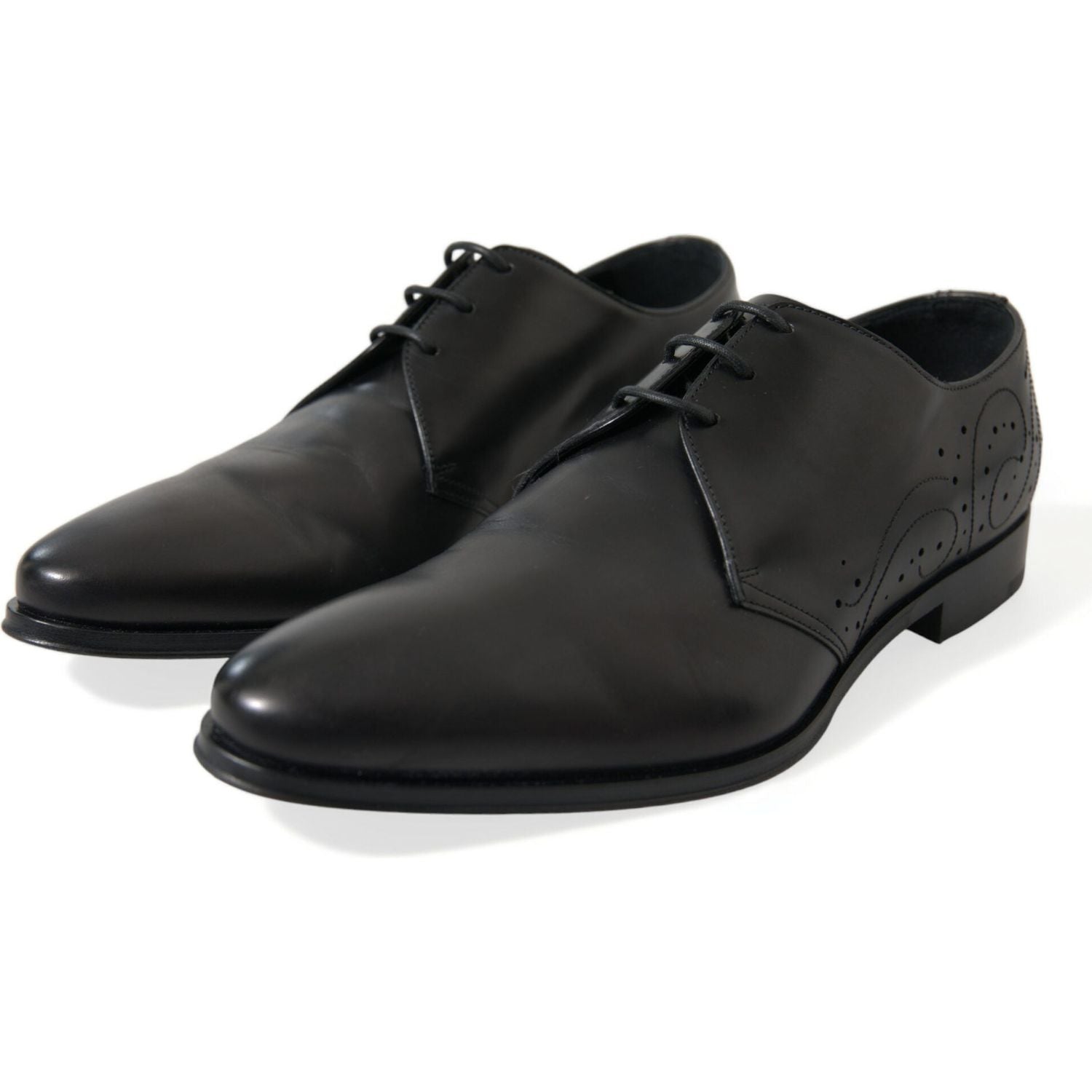 Dolce & Gabbana Black Leather Lace Up Formal Derby Dress Shoes