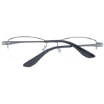 BMW Black Men Glasses Frame in titanium half-rim with demo plastic lenses, rectangle style, size 55-16-145, includes branded case.