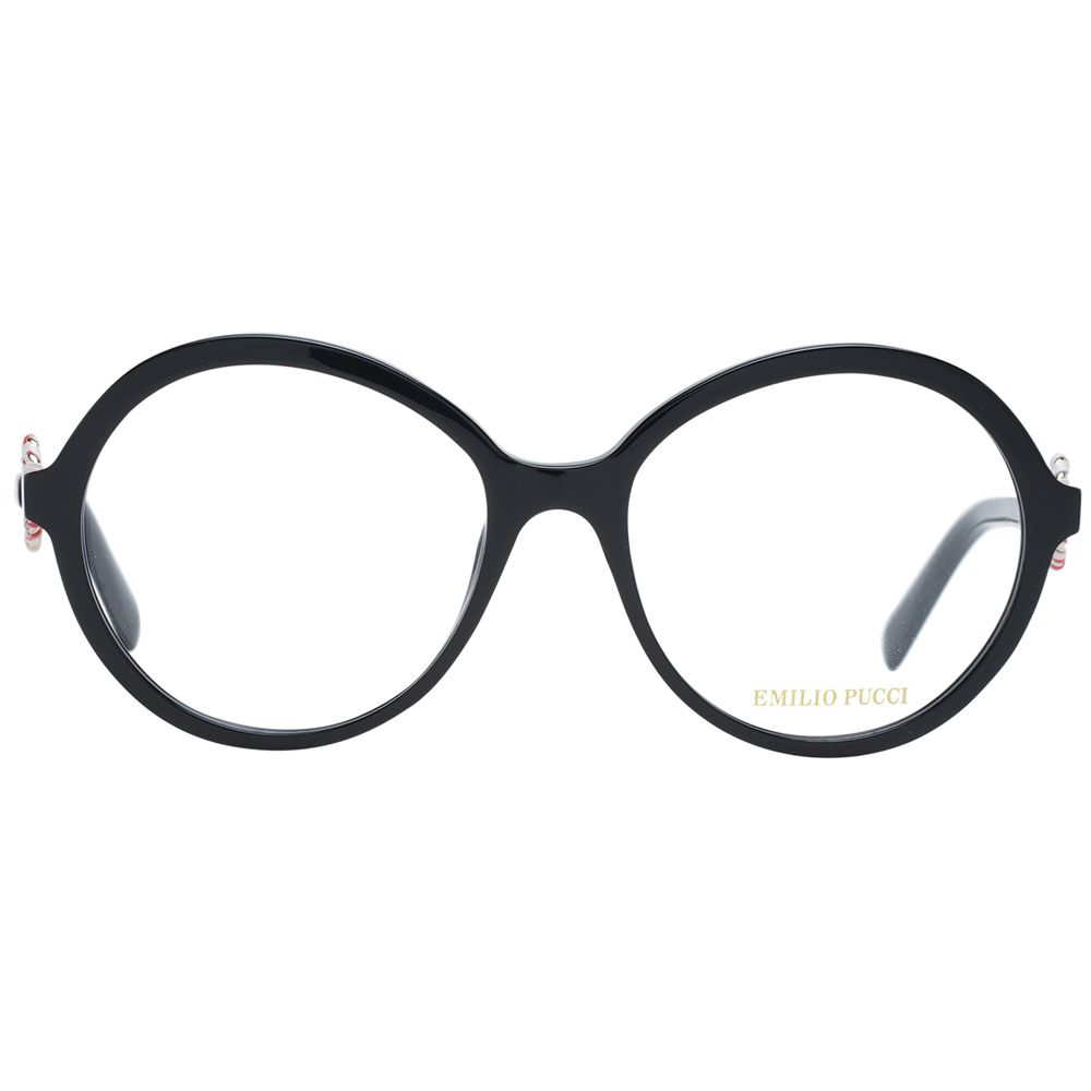Emilio Pucci Black Women Glasses Frame in full-rim round style with branded case