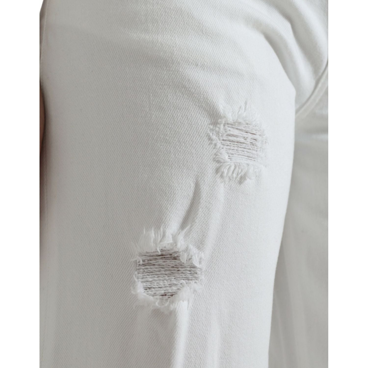 Dolce & Gabbana White Cotton Cropped Wide Leg Denim Jeans