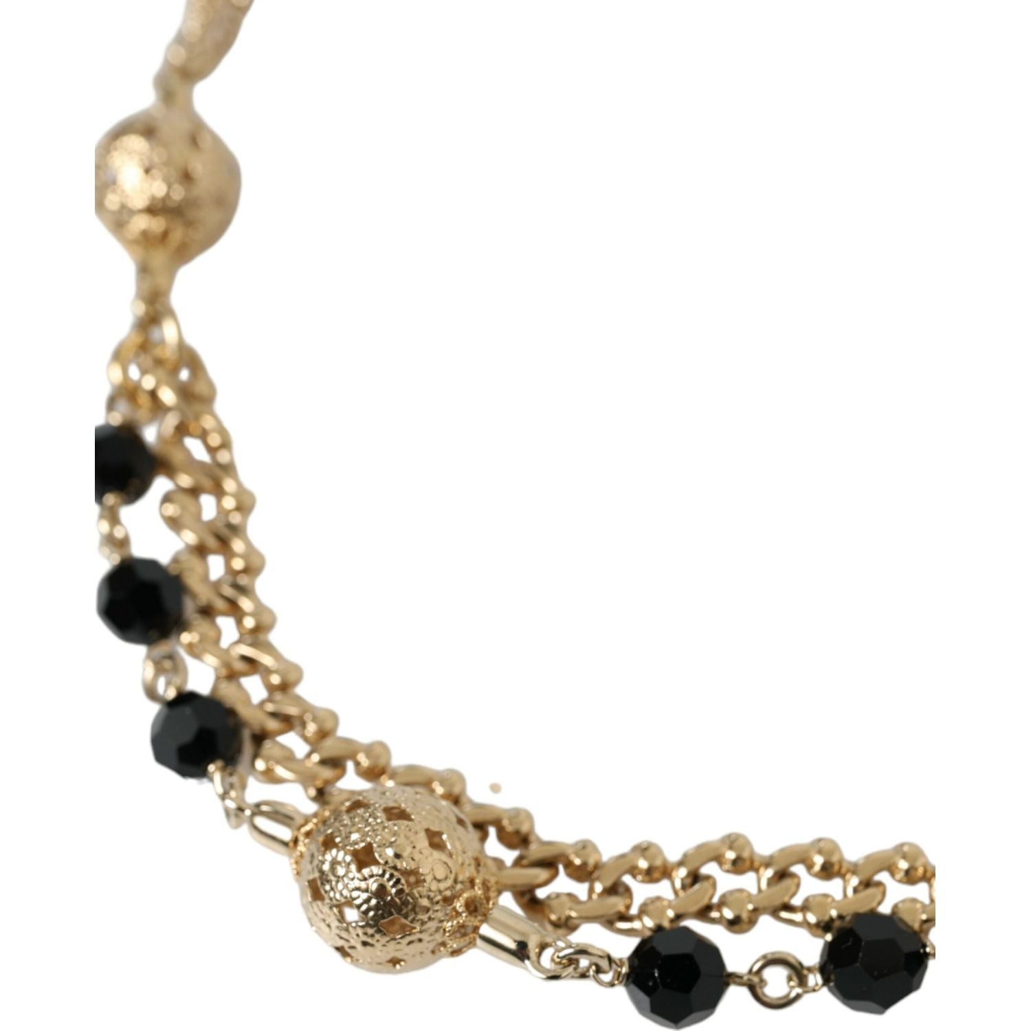 Dolce & Gabbana Black Suede Gold Chain Crystal Waist Belt
