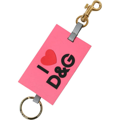Dolce & Gabbana Pink Silicone DG Logo Gold Brass Keychain