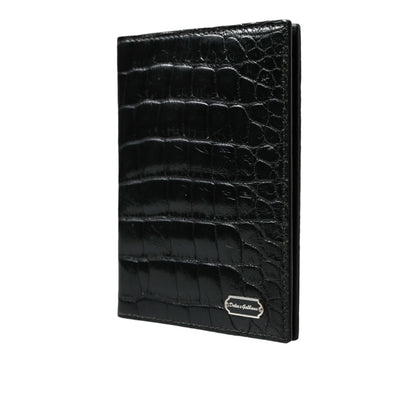 Dolce & Gabbana Black Exotic Skin Leather Long Bifold Passport Holder