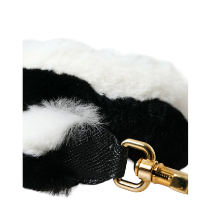 Dolce & Gabbana Black White Lapin Fur Accessory Shoulder Strap