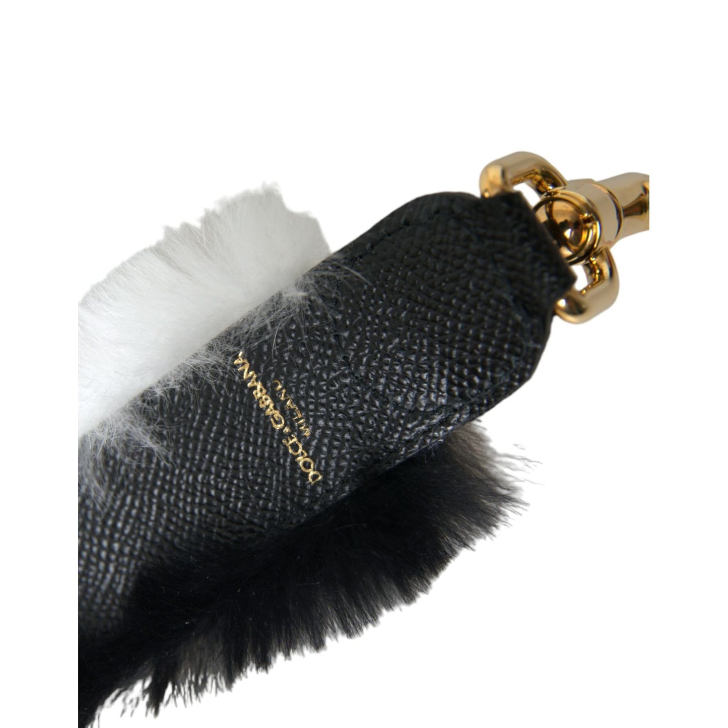 Dolce & Gabbana Black White Lapin Fur Accessory Shoulder Strap