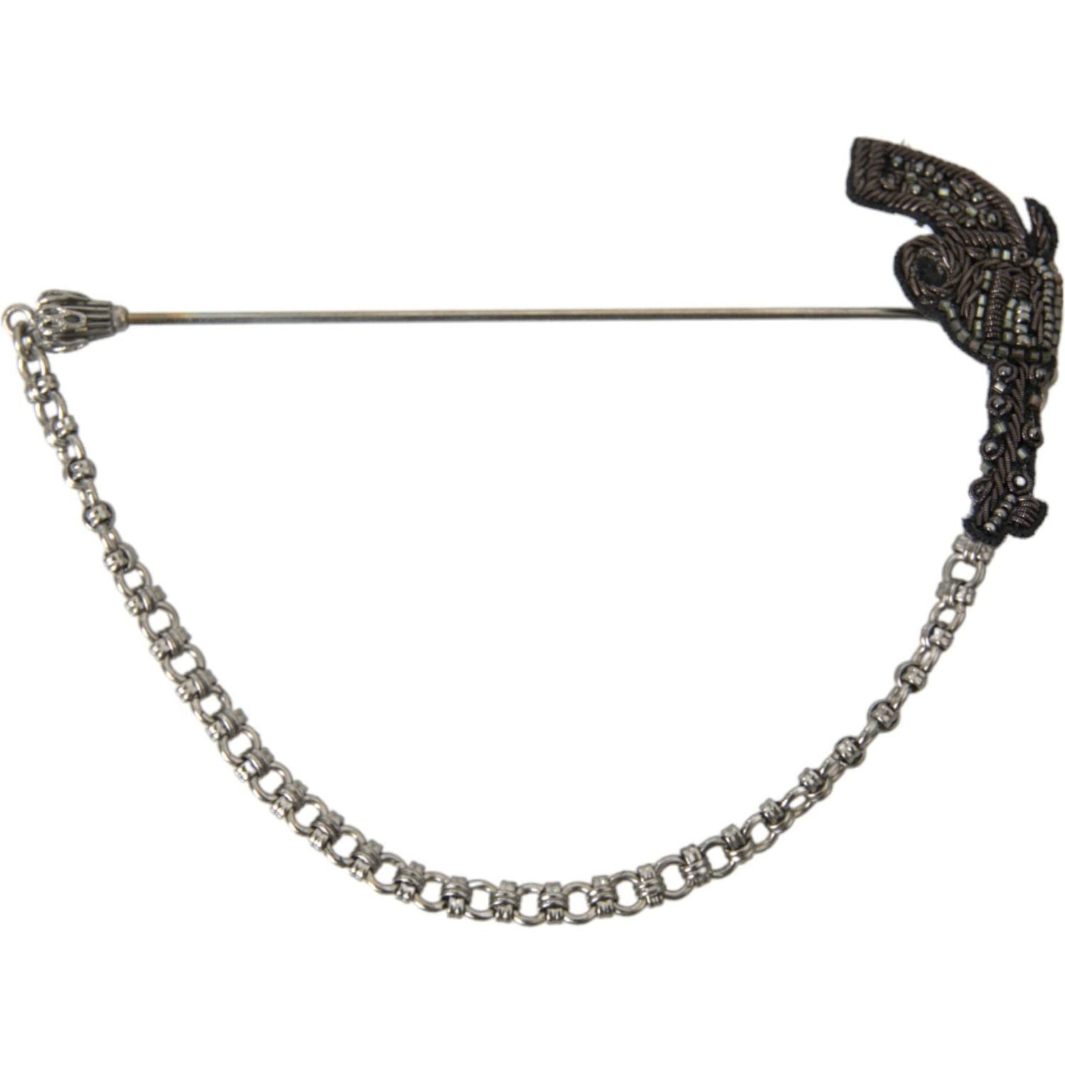 Dolce & Gabbana Brass Copper Silk Revolver Gun Men Brooch Lapel Pin