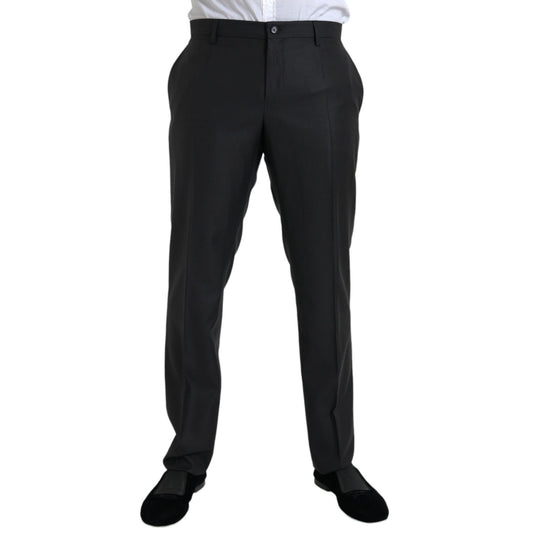 Dolce & Gabbana Black Wool Silk Skinny Dress Pants