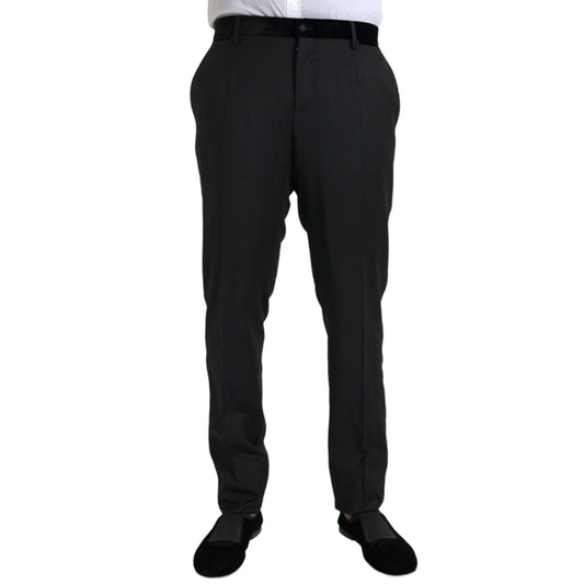 Dolce & Gabbana Black Silk Men Skinny Dress Pants