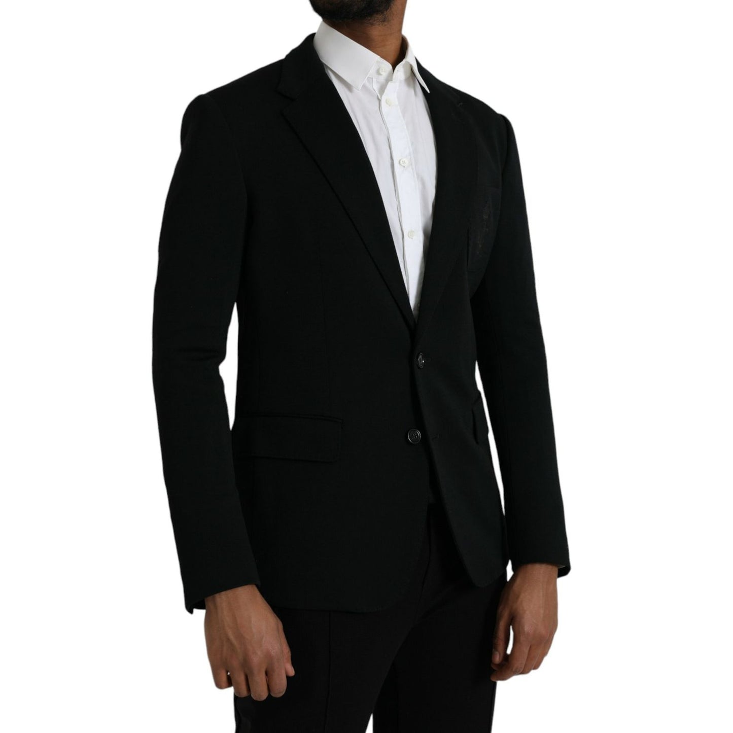 Dolce & Gabbana Black Wool Notch Single Breasted Coat Blazer