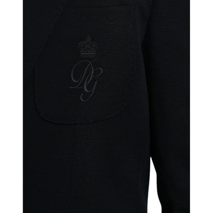 Dolce & Gabbana Black Wool Single Breasted Coat Blazer