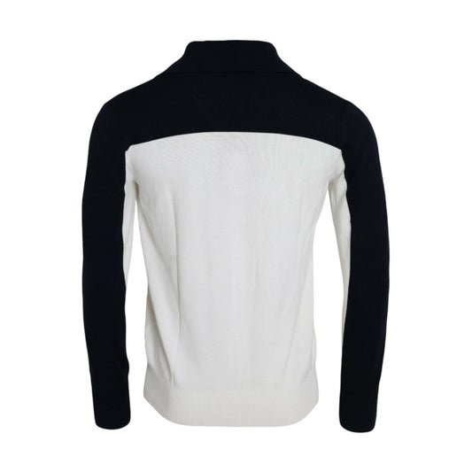 Dolce & Gabbana White Black SICILIA Henley Shirt Pullover Sweater