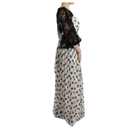 Dolce & Gabbana Black White Polka Dotted Floral Dress