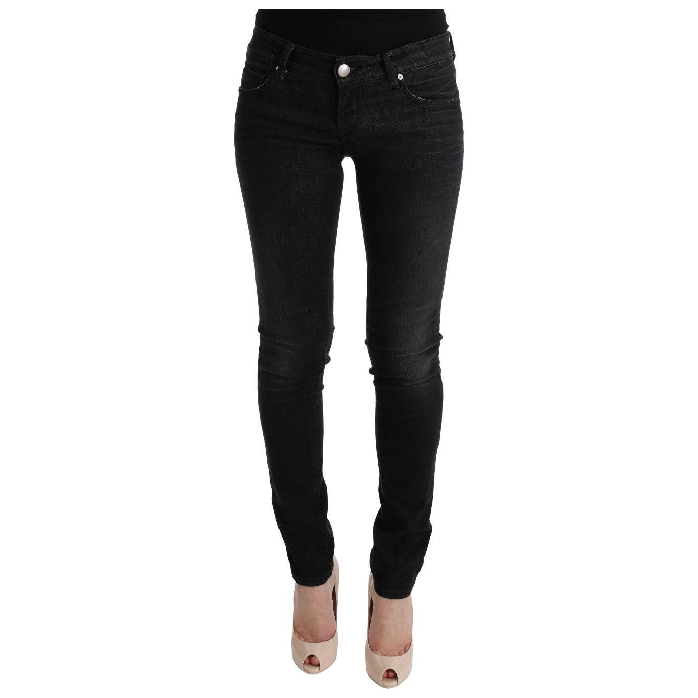 Acht Black Denim Cotton Bottoms Slim Fit Jeans SIG30415-1