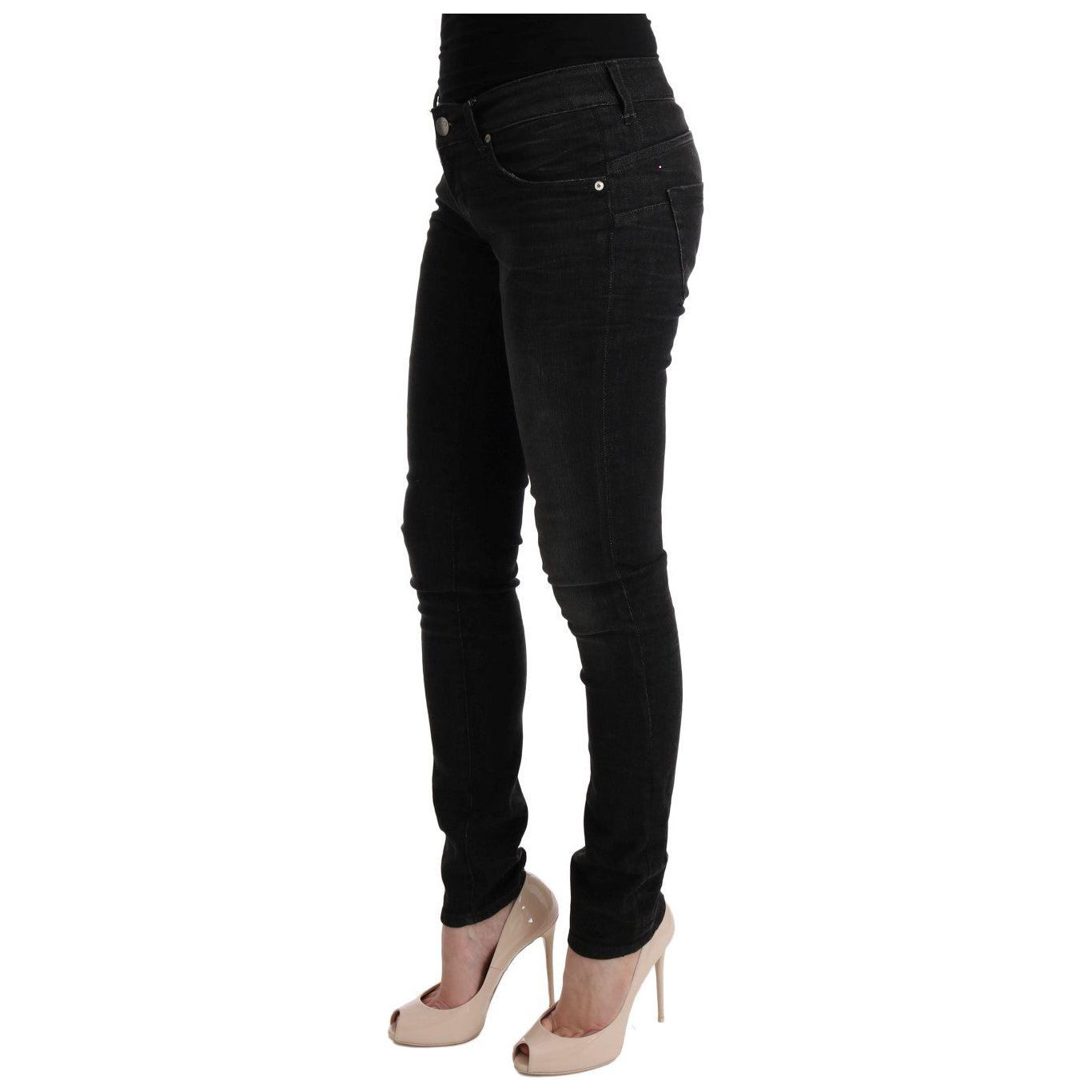 Acht Black Denim Cotton Bottoms Slim Fit Jeans SIG30415-1