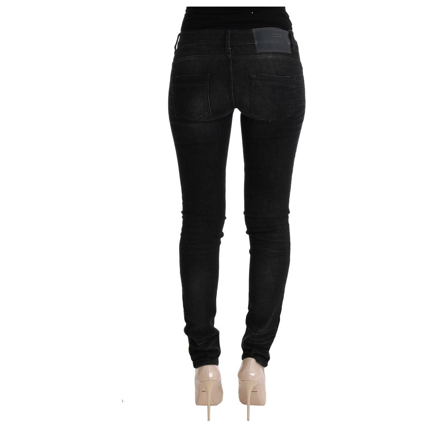Acht Black Denim Cotton Bottoms Slim Fit Jeans SIG30415-1