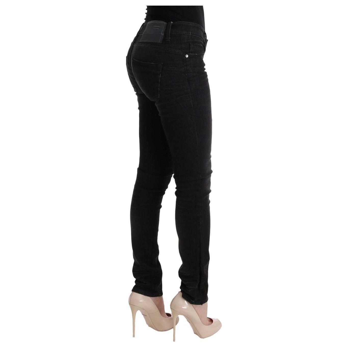 Acht Black Denim Cotton Bottoms Slim Fit Jeans SIG30415-1