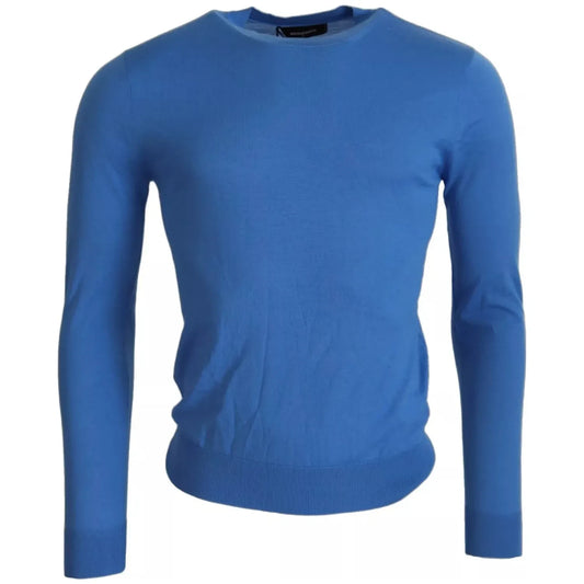 Dsquared² Blue Wool Long Sleeves Crewneck Pullover Sweater TSH83207-46