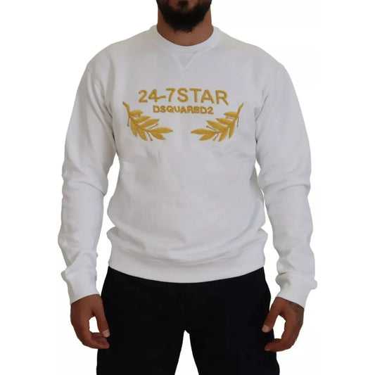 Dsquared² White Embroidered Crewneck Sweatshirt Sweater TSH83300-48