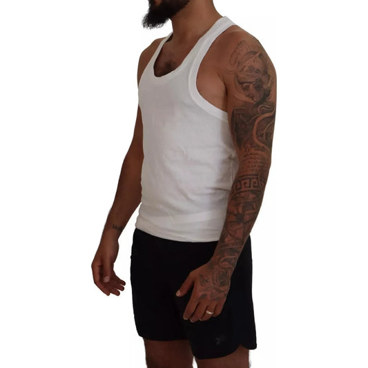 Dsquared² White Cotton Linen Sleeveless Tank T-shirt TSH83211-46