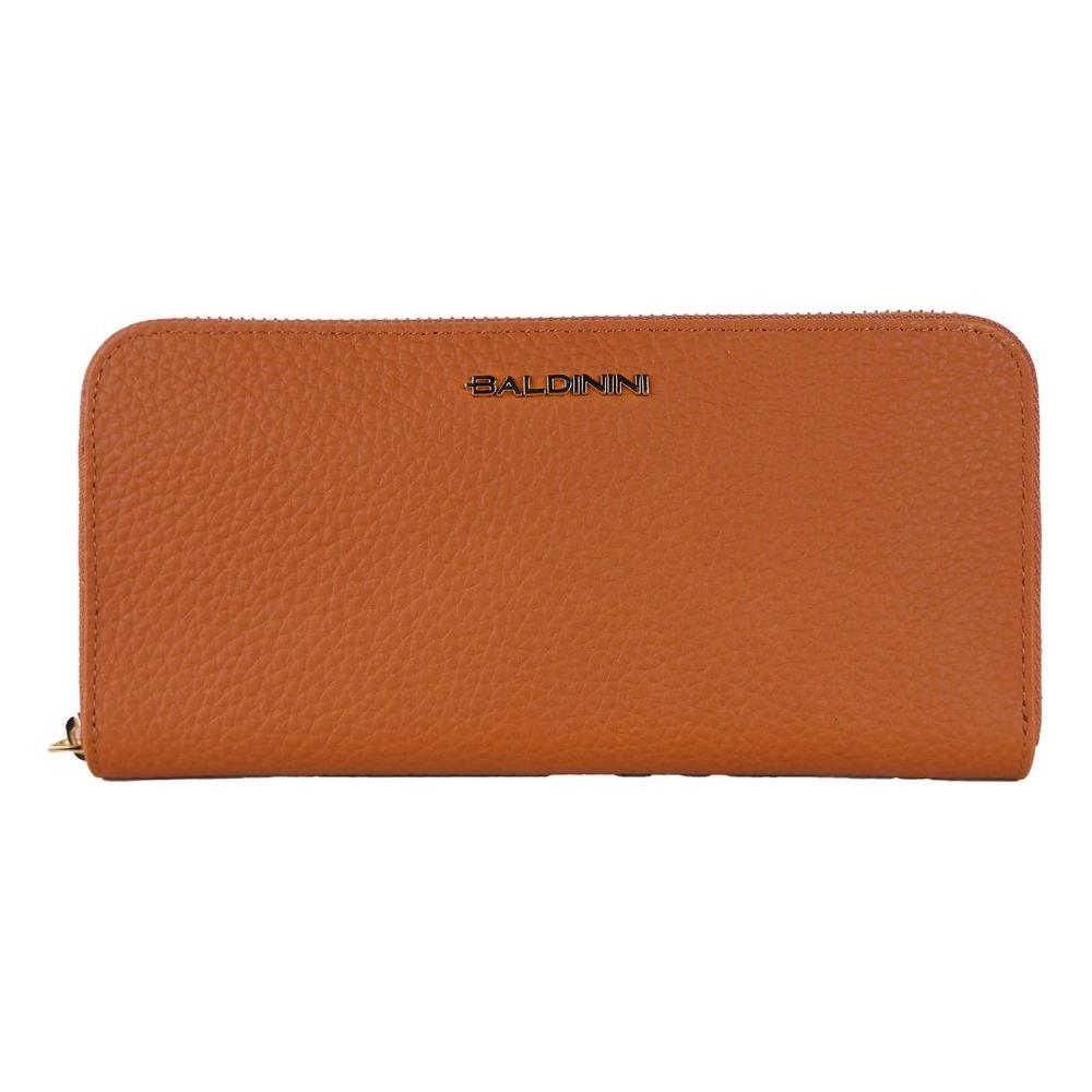Baldinini Trend Elegant Orange Leather Wallet with Zipper BA-12280