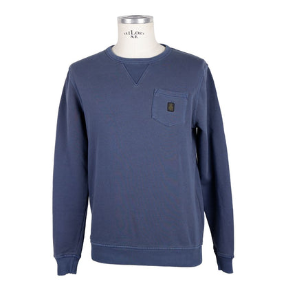 Refrigiwear Blue Cotton Men Sweater with Chest Pocket