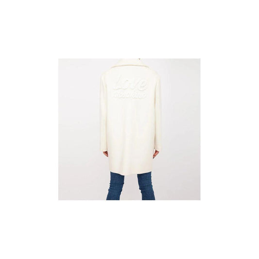 Love Moschino Chic White Winter Elegance Long Coat LO-10253-IT46 | L