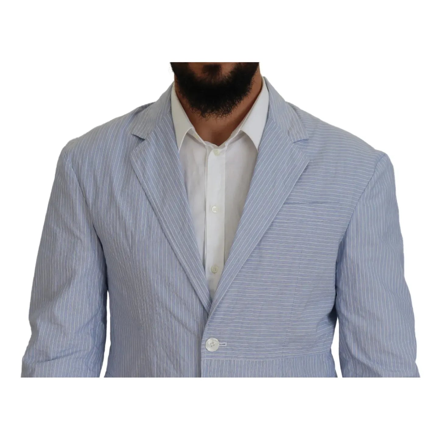 Dsquared² Blue Striped Single Breasted Formal Coat Blazer