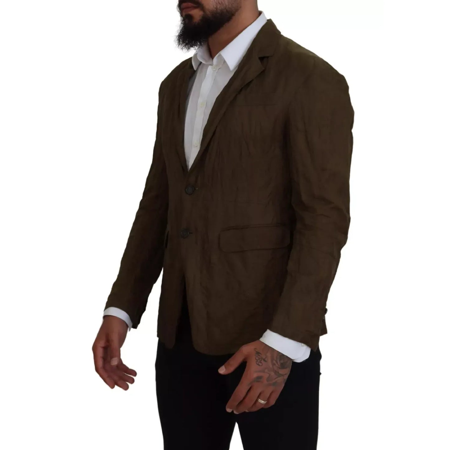 Dsquared² Green Single Breasted Men Coat Blazer Jacket