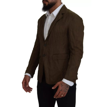 Dsquared² Green Single Breasted Men Coat Blazer Jacket