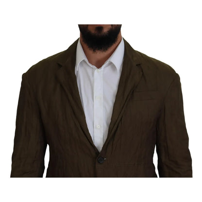Dsquared² Green Single Breasted Men Coat Blazer Jacket