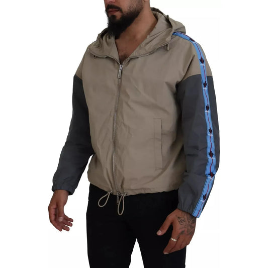 Dsquared² Brown Gray Sleeves Hooded Full Zip Jacket JKT3510-48