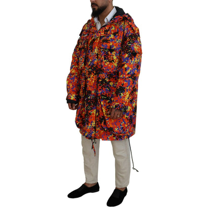 Dsquared² Multicolor Long Hooded Cargo Pocket Coat Jacket
