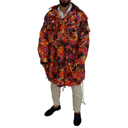 Dsquared² Multicolor Long Hooded Cargo Pocket Coat Jacket