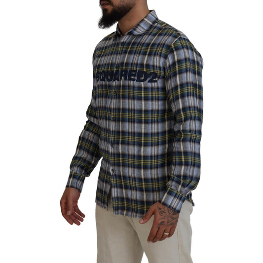 Dsquared² Multicolor Checkered Casual Men Long Sleeves Shirt TSH83554-48